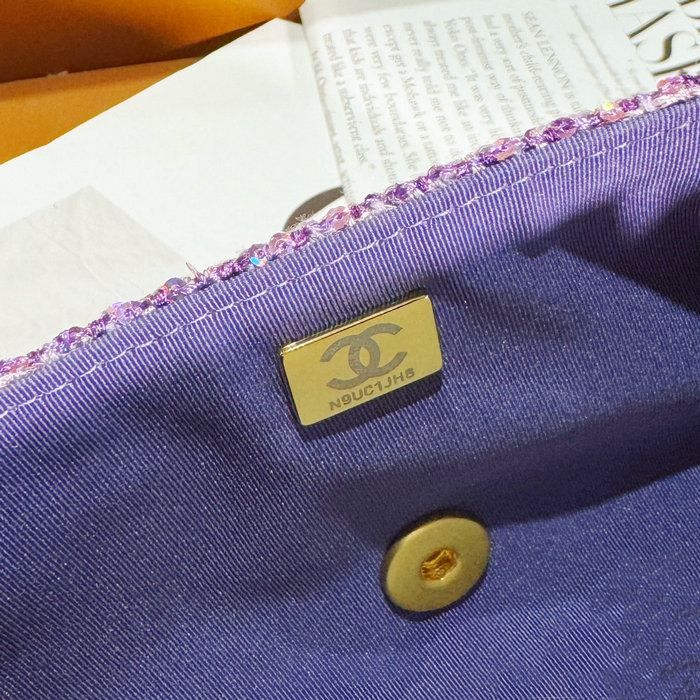 Chanel Tweed Bag with Top Handle Purple AS4569