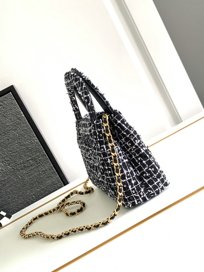 Chanel Tweed Mini Kelly Shopping Bag Black AS4416