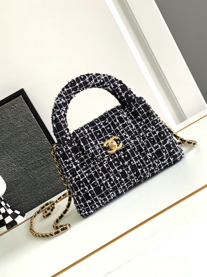 Chanel Tweed Mini Kelly Shopping Bag Black AS4416