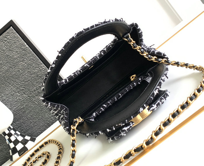 Chanel Tweed Mini Kelly Shopping Bag Black AS4416