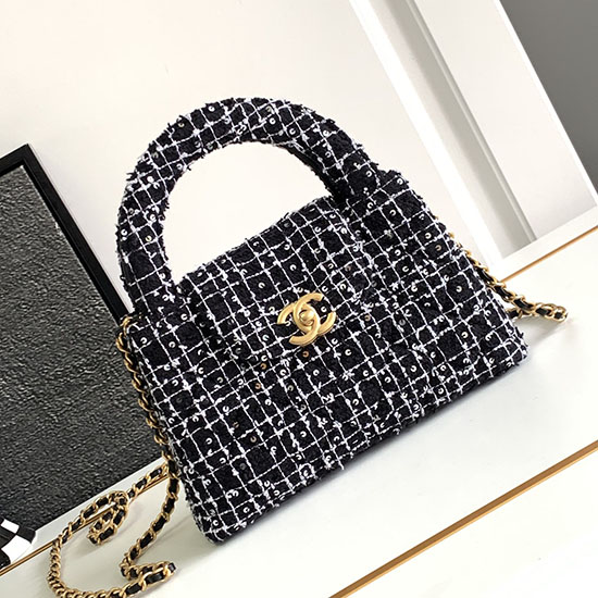 Chanel Tweed Mini Kelly Shopping Bag Black AS4416