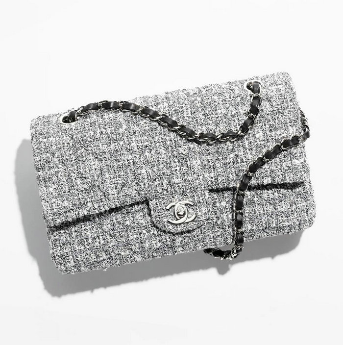 Classic Medium Chanel Tweed Flap Bag A01112