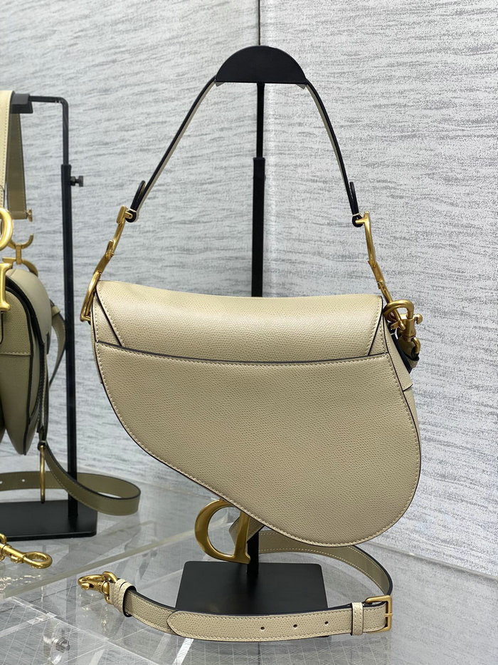 Dior Grained Calfskin Saddle Bag with Strap Beige M0455