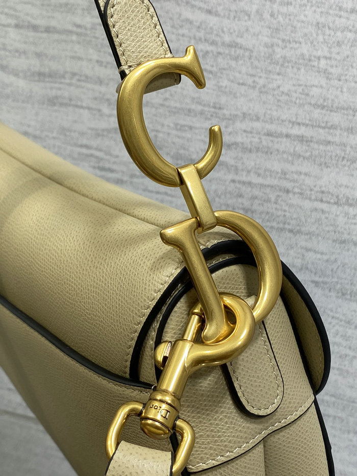 Dior Grained Calfskin Saddle Bag with Strap Beige M0455