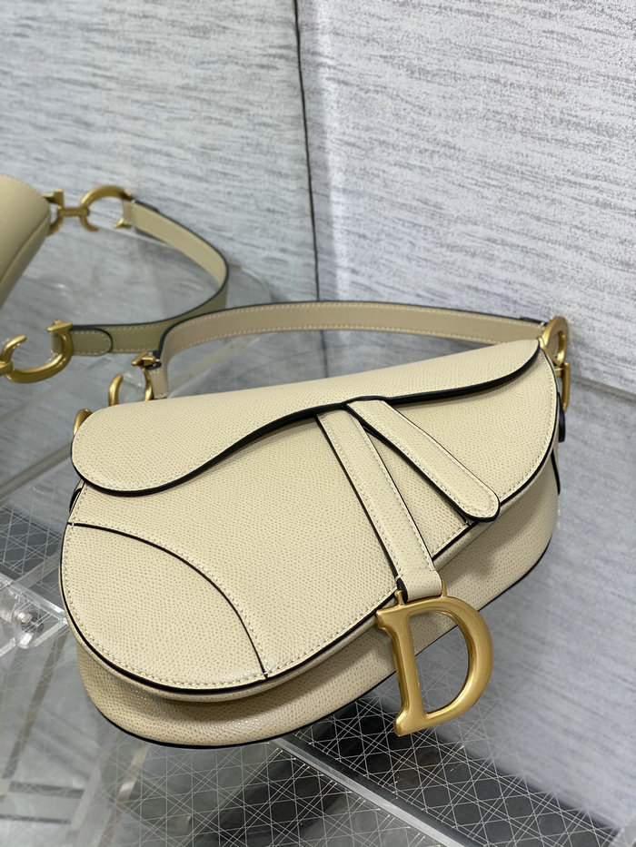 Dior Grained Calfskin Saddle Bag with Strap Beige M0455