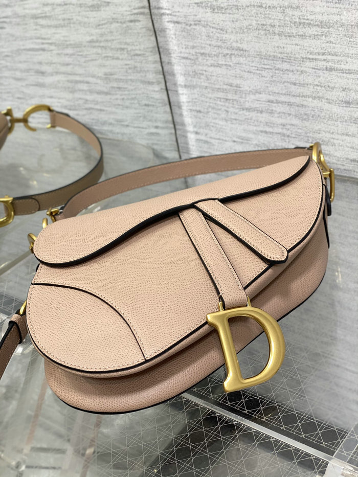 Dior Grained Calfskin Saddle Bag with Strap Pink M0455