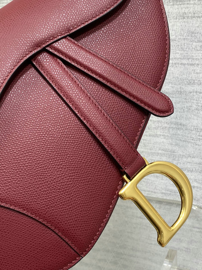 Dior Grained Calfskin Saddle Bag with Strap Red M0455
