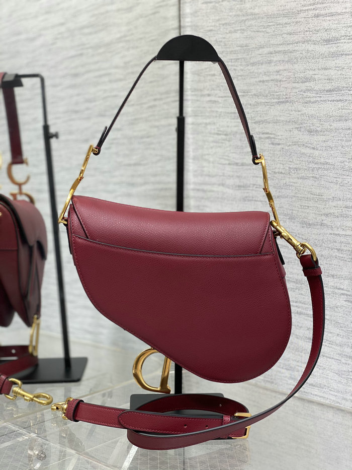 Dior Grained Calfskin Saddle Bag with Strap Red M0455