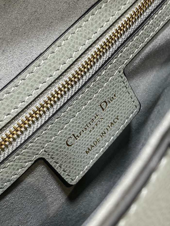 Dior Grained Calfskin Saddle Bag with Strap Stone Gray M0455