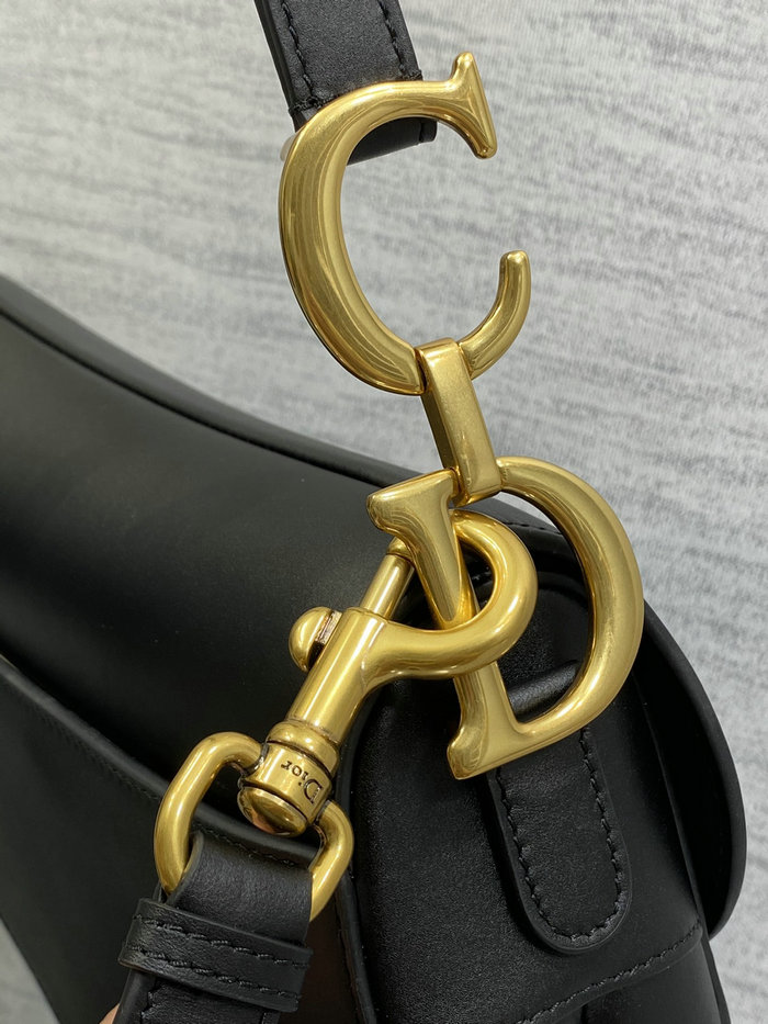 Dior Smooth Leather Saddle Bag Black with Gold M0455