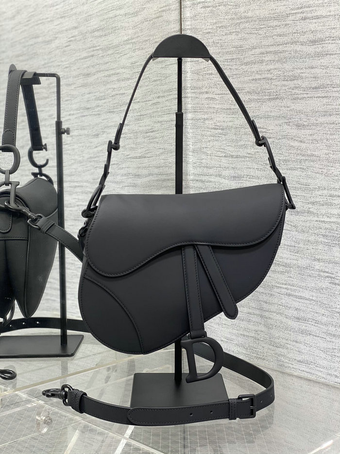 Dior Smooth Leather Saddle Bag with Strap Black M0455