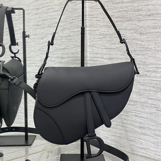 Dior Smooth Leather Saddle Bag with Strap Black M0455