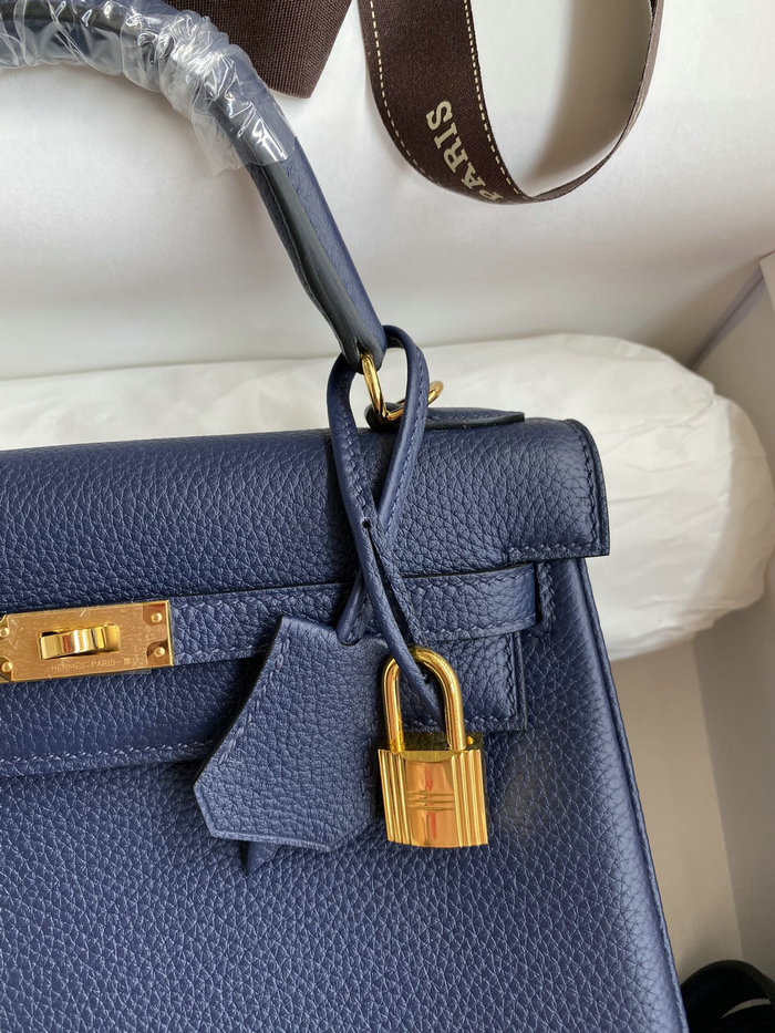 Hermes Togo Leather Kelly Bag Bleu Obscur HKT0408