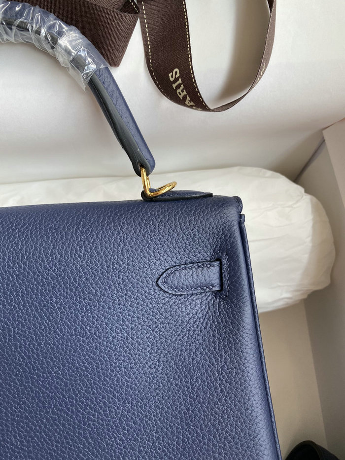 Hermes Togo Leather Kelly Bag Bleu Obscur HKT0408