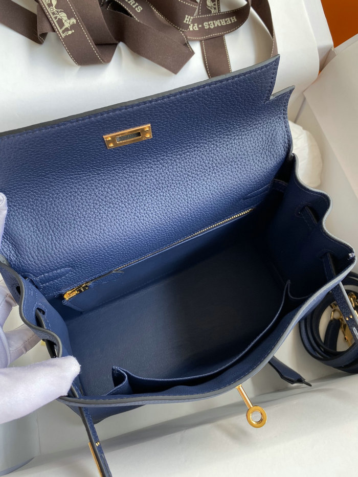 Hermes Togo Leather Kelly Bag Bleu Obscur HKT0408