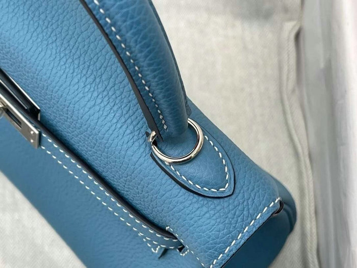 Hermes Togo Leather Kelly Bag Blue Jean HKT0408