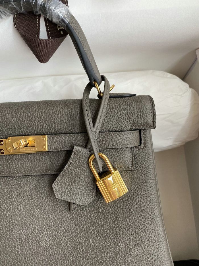 Hermes Togo Leather Kelly Bag Etain HKT0408