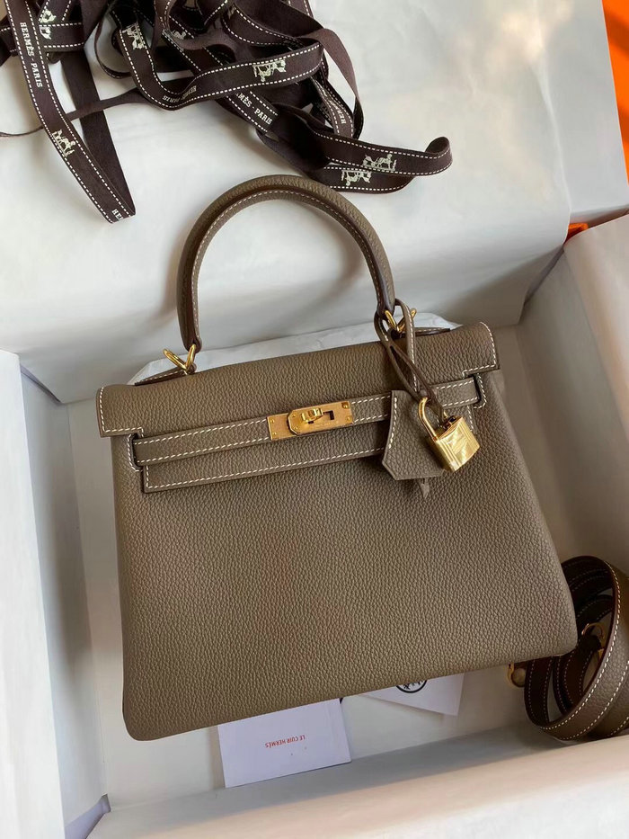 Hermes Togo Leather Kelly Bag Etoupe HKT0408