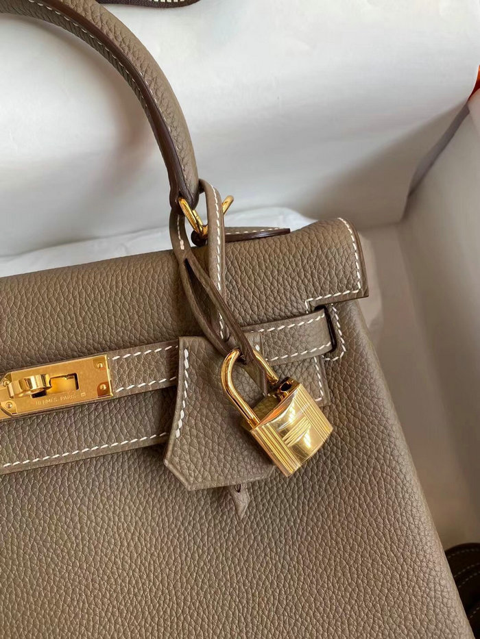 Hermes Togo Leather Kelly Bag Etoupe HKT0408