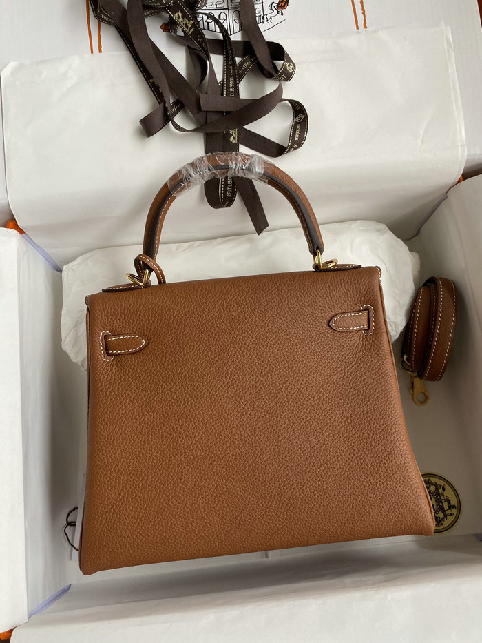 Hermes Togo Leather Kelly Bag Golden Brown HKT0408