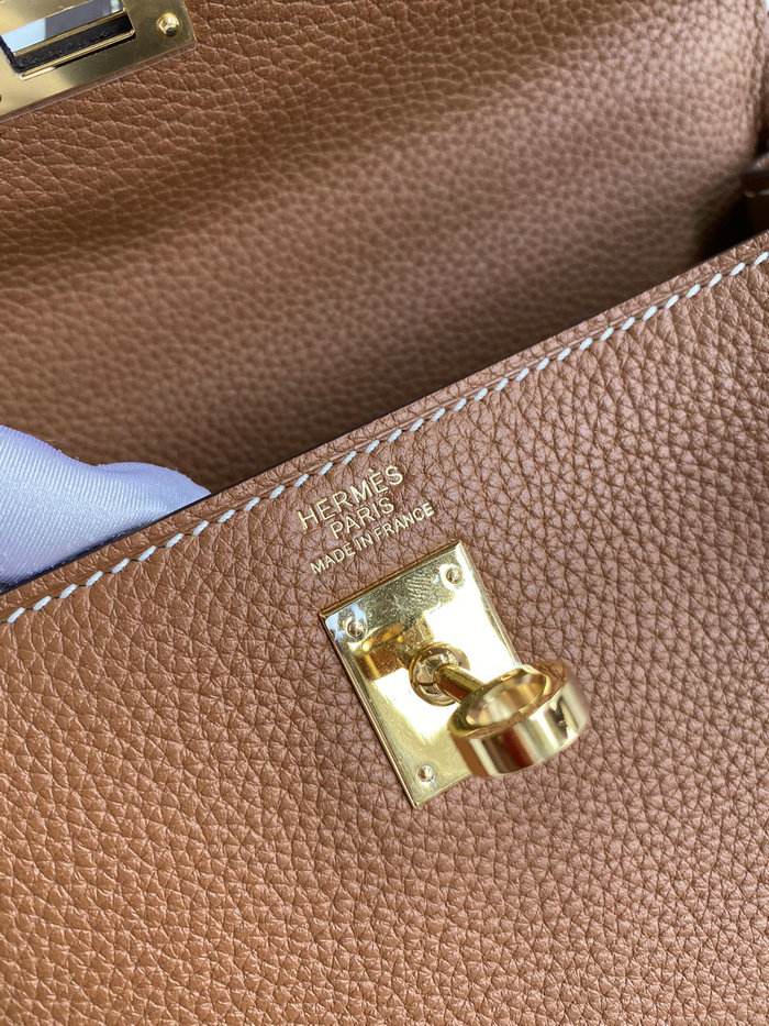 Hermes Togo Leather Kelly Bag Golden Brown HKT0408