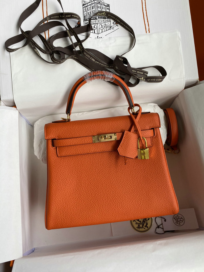 Hermes Togo Leather Kelly Bag Orange HKT0408