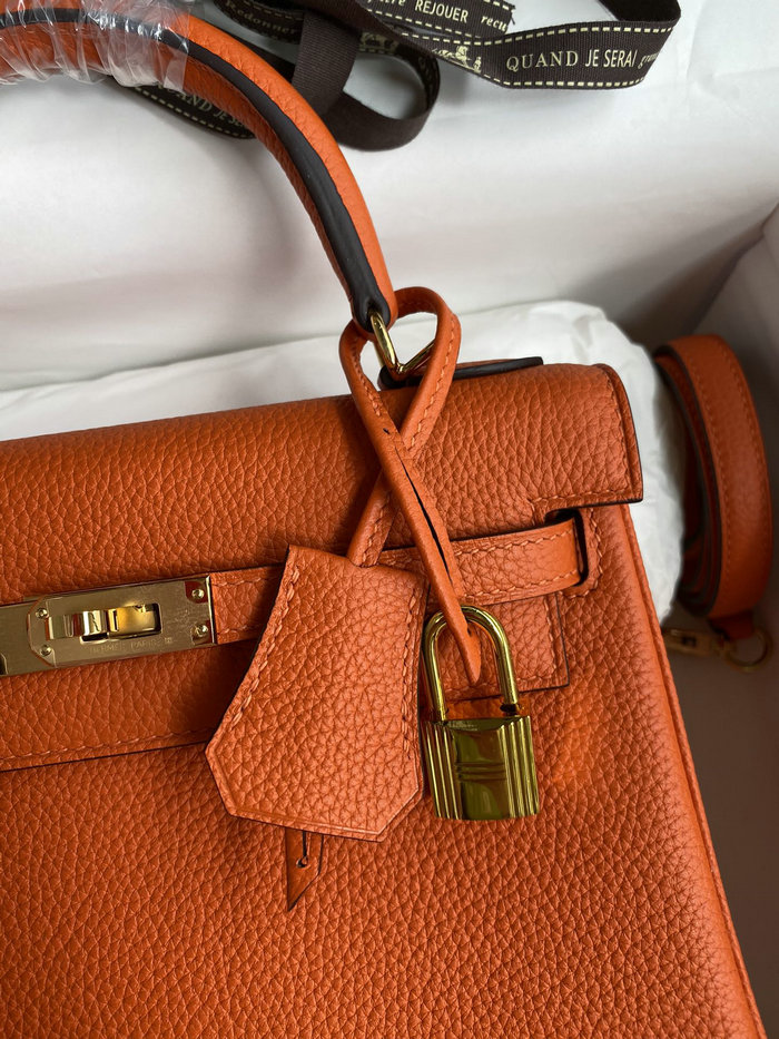 Hermes Togo Leather Kelly Bag Orange HKT0408