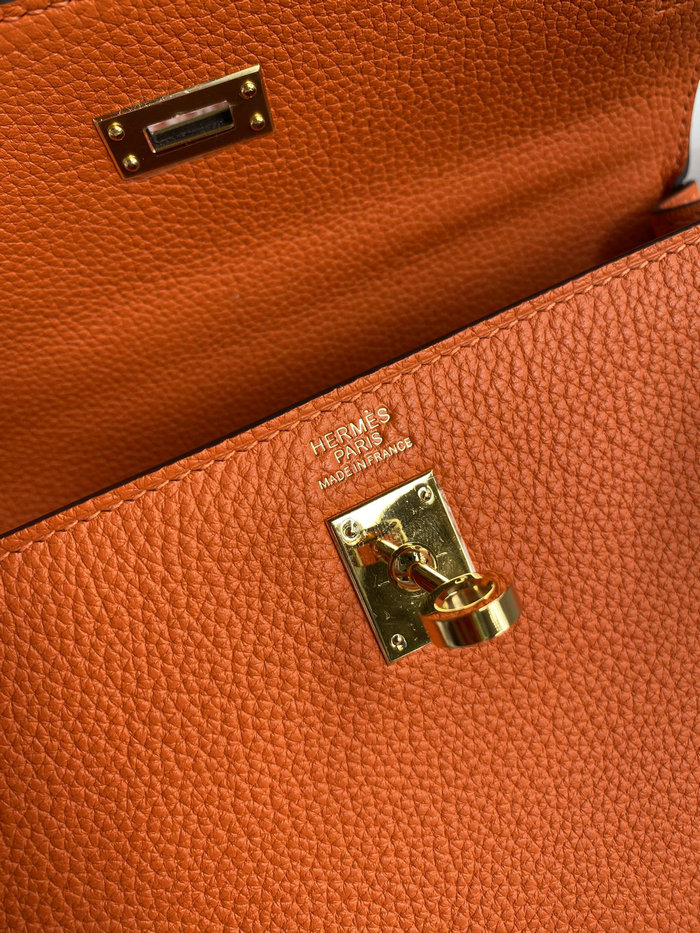Hermes Togo Leather Kelly Bag Orange HKT0408