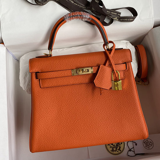 Hermes Togo Leather Kelly Bag Orange HKT0408