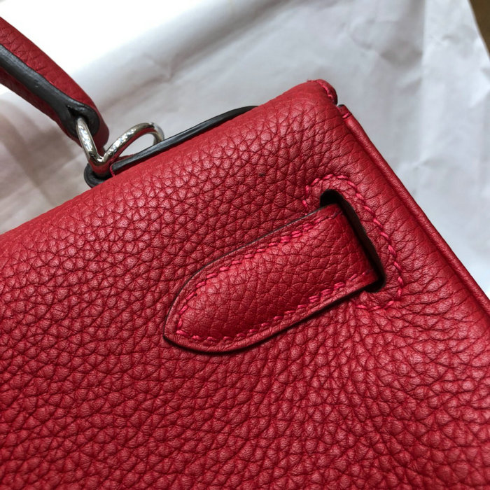 Hermes Togo Leather Kelly Bag Rouge Casaque HKT0408