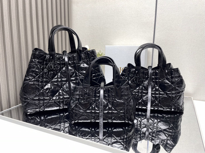 Large Dior Toujours Crinkled Bag Black M3319