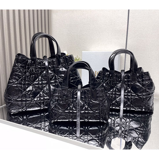 Large Dior Toujours Crinkled Bag Black M3319