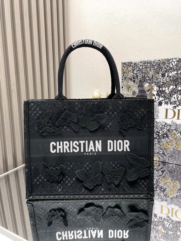 Medium Dior Book Tote Black Butterfly M1286