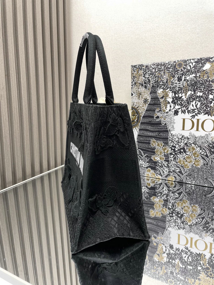 Medium Dior Book Tote Black Butterfly M1286