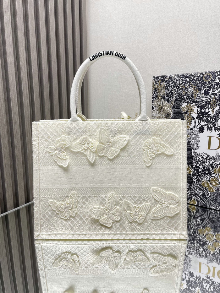 Medium Dior Book Tote White Butterfly M1286