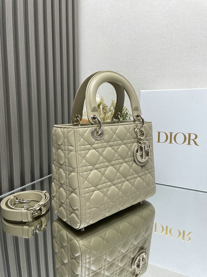 Medium Lady Dior Lambskin Bag Beige D2454