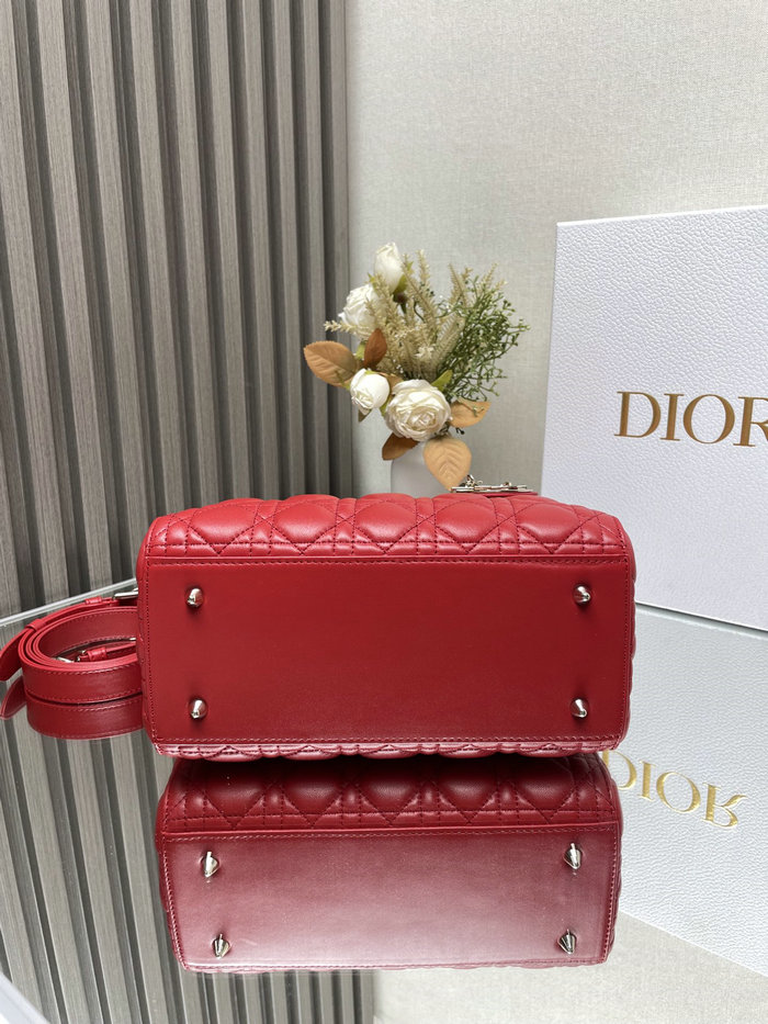 Medium Lady Dior Lambskin Bag Red D2454