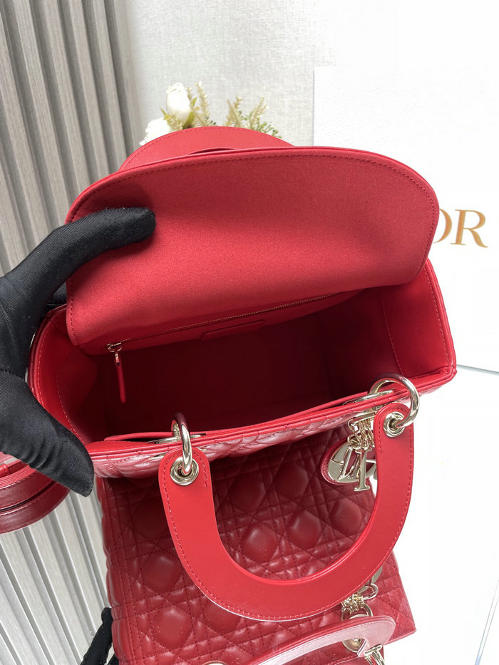 Medium Lady Dior Lambskin Bag Red D2454