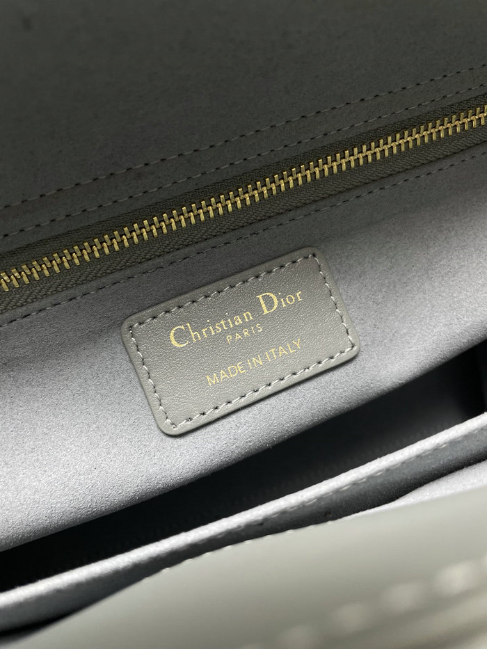 Medium Lady Dior Lambskin Bag Stone Grey D2454