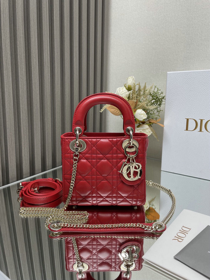 Mini Lady Dior Lambskin Bag Red MD0505