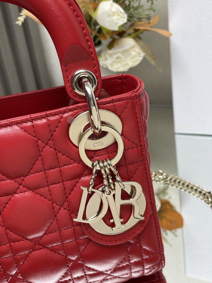 Mini Lady Dior Lambskin Bag Red MD0505