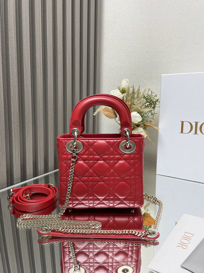 Mini Lady Dior Lambskin Bag Red MD0505