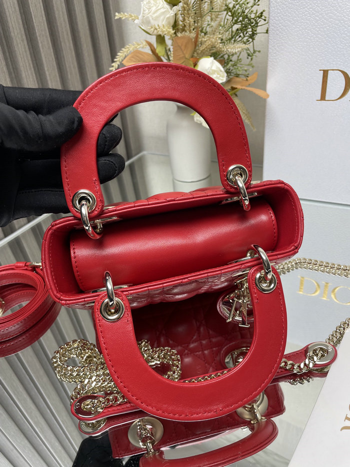 Mini Lady Dior Lambskin Bag Red MD0505