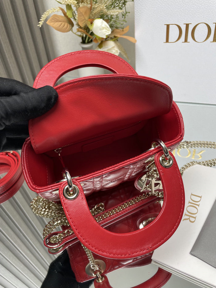 Mini Lady Dior Lambskin Bag Red MD0505