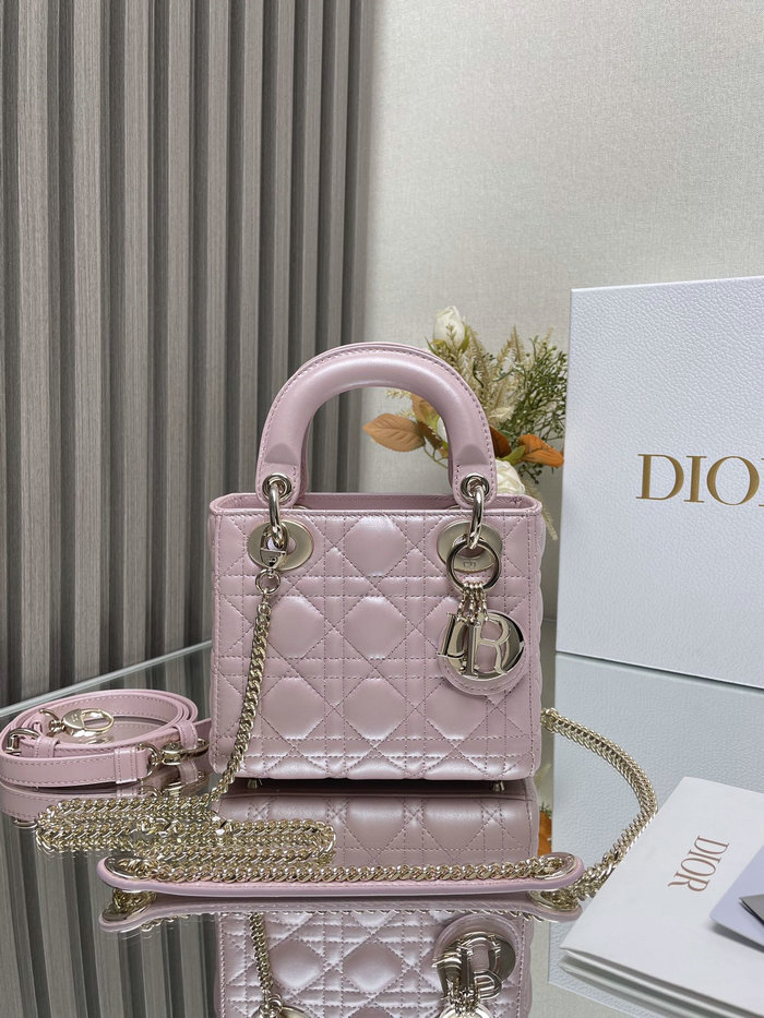 Mini Lady Dior Lambskin Bag Shiny Pink MD0505