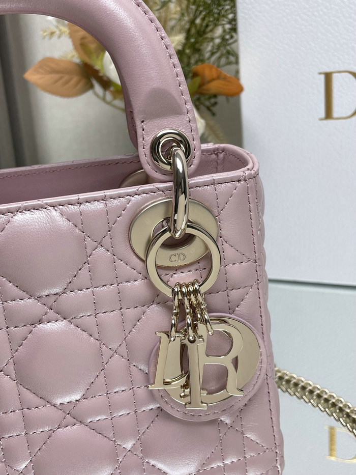 Mini Lady Dior Lambskin Bag Shiny Pink MD0505