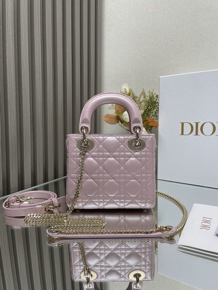 Mini Lady Dior Lambskin Bag Shiny Pink MD0505
