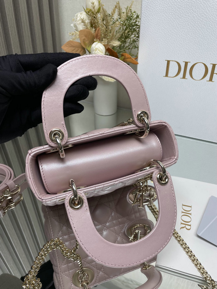 Mini Lady Dior Lambskin Bag Shiny Pink MD0505