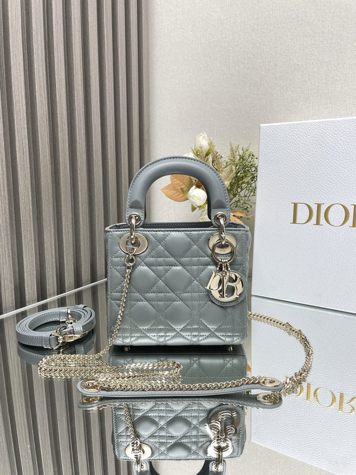 Mini Lady Dior Lambskin Bag Stone Grey MD0505