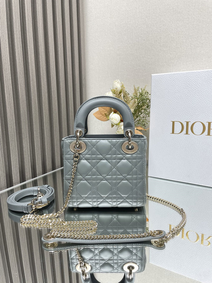 Mini Lady Dior Lambskin Bag Stone Grey MD0505